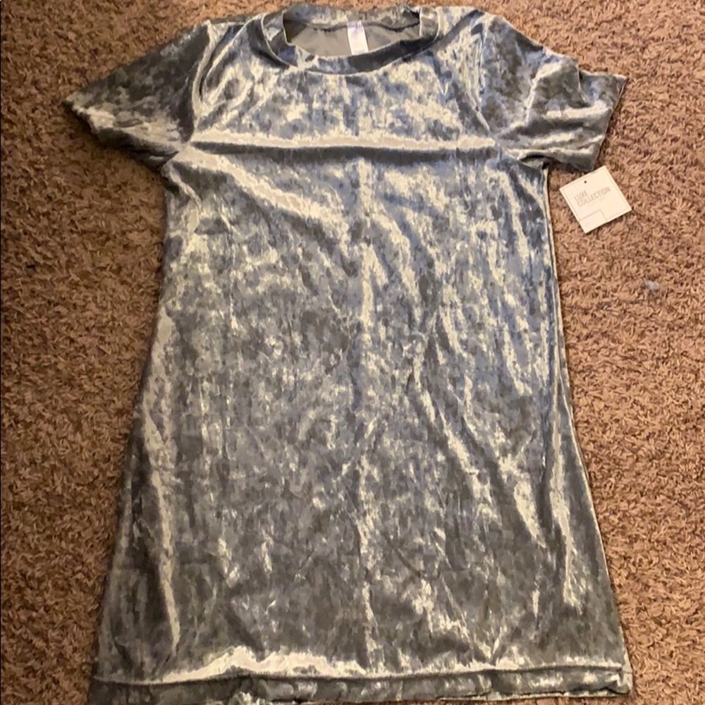 Silver velvet t shirt dress